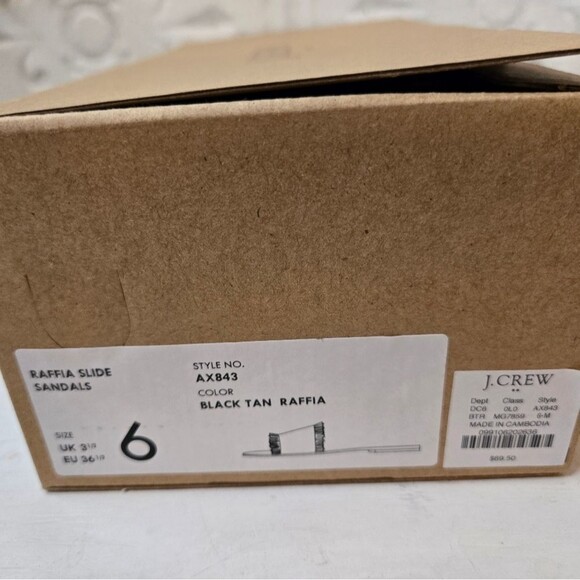 J Crew Black and Natural Raffia beach slide sandals - Preowned  - size 6 - Picture 6 of 13